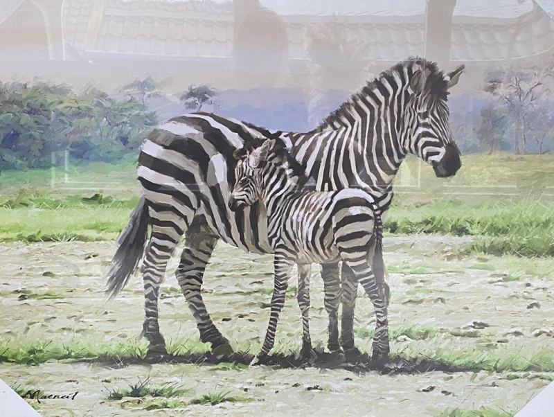 [937] Canvas print zebra met jong